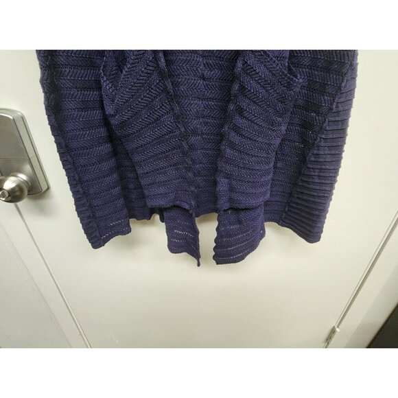 GUINEVERE Anthropologie Dark Blue Cashmere Blend Knit Open Front Cardigan Size M - Picture 6 of 9